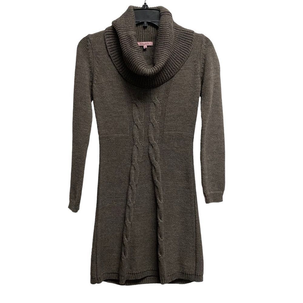 Cowl Neck Wool Blend Bodycon Knit Sweater Dress XS